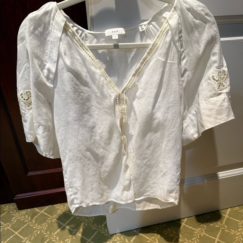 Alc white lace linen top size 4